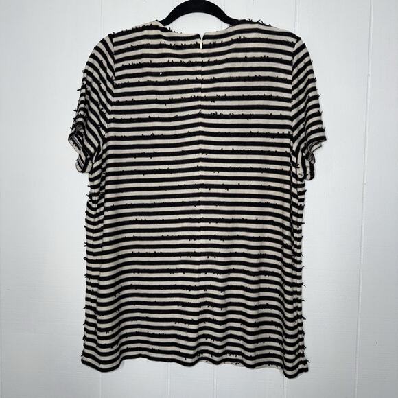 Talbots Women’s Striped Embellished Sequin Top Short Sleeve Black Size 2X NWT - Picture 2 of 5